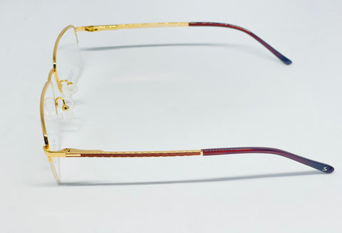 Scavin Gold Half Rim Titanium Rectangle Eye Glasses