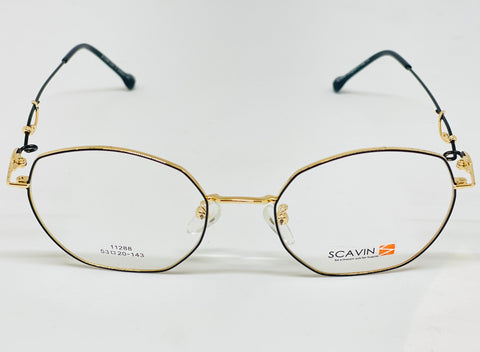 Scavin Gold Full Rim Metal Geometric Eye Glasses