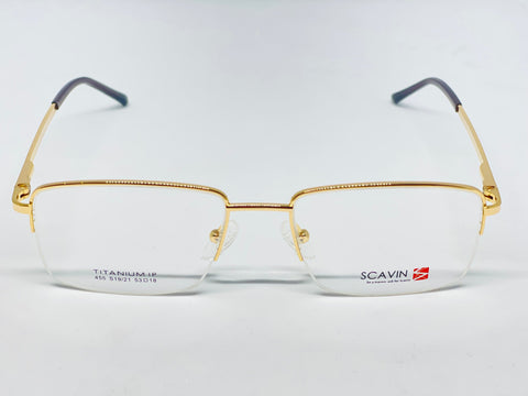 Scavin Gold Half Rim Titanium Rectangle Eye Glasses